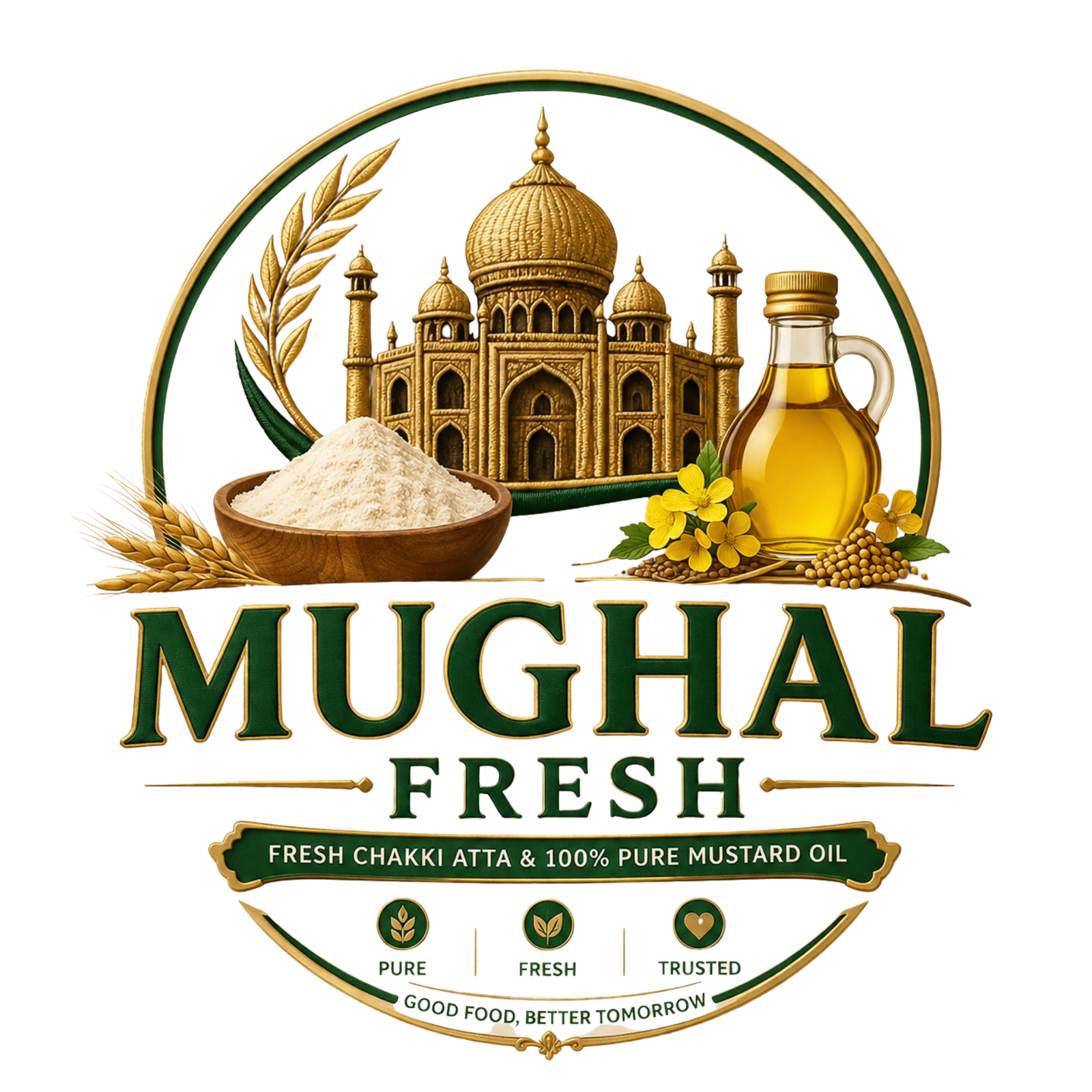 Mughal Fresh Store Logo - Premium Chakki Atta & Pure Mustard Oil from Pakistan