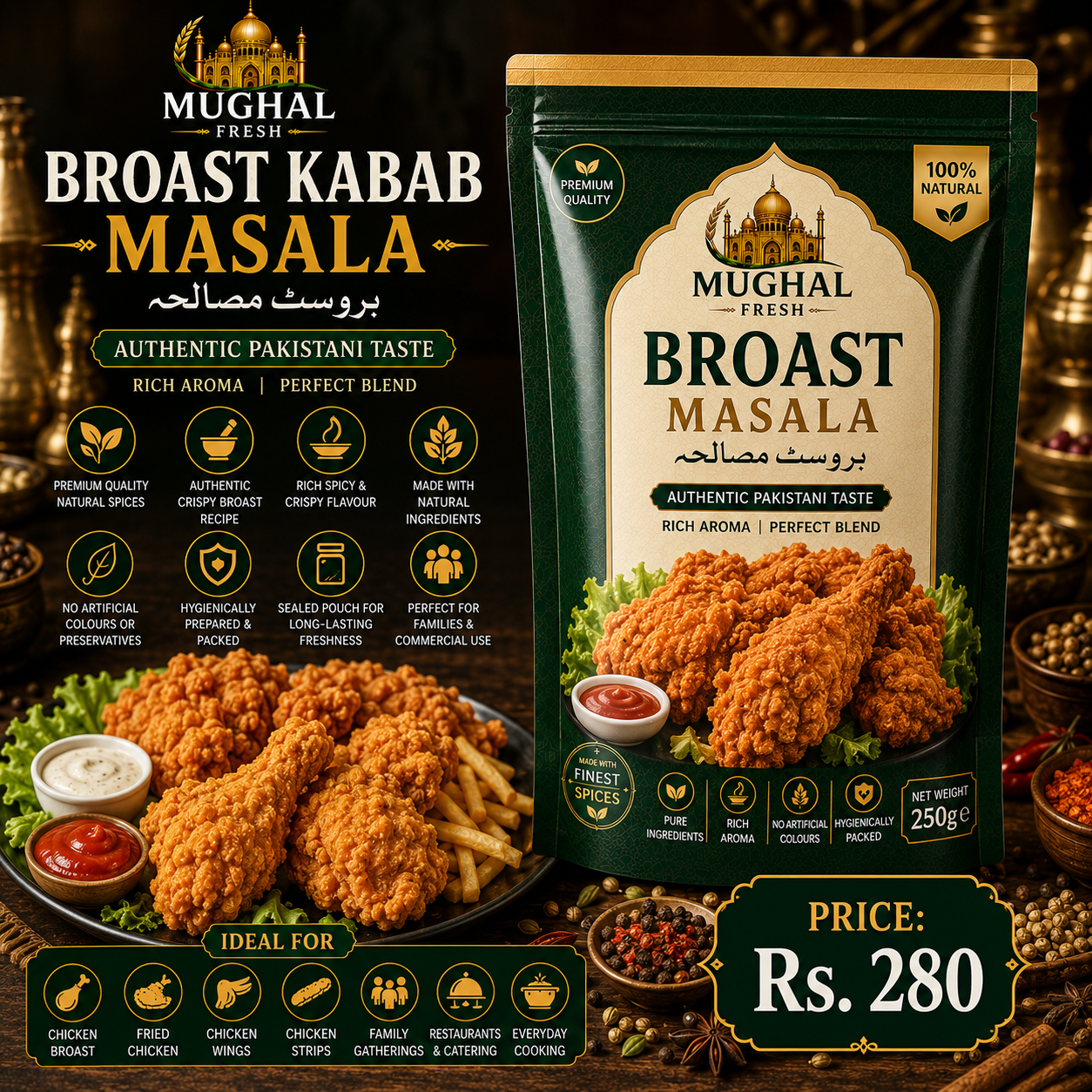 Broast Masala – 250g Pouch | Crispy Chicken Broast Spice Mix