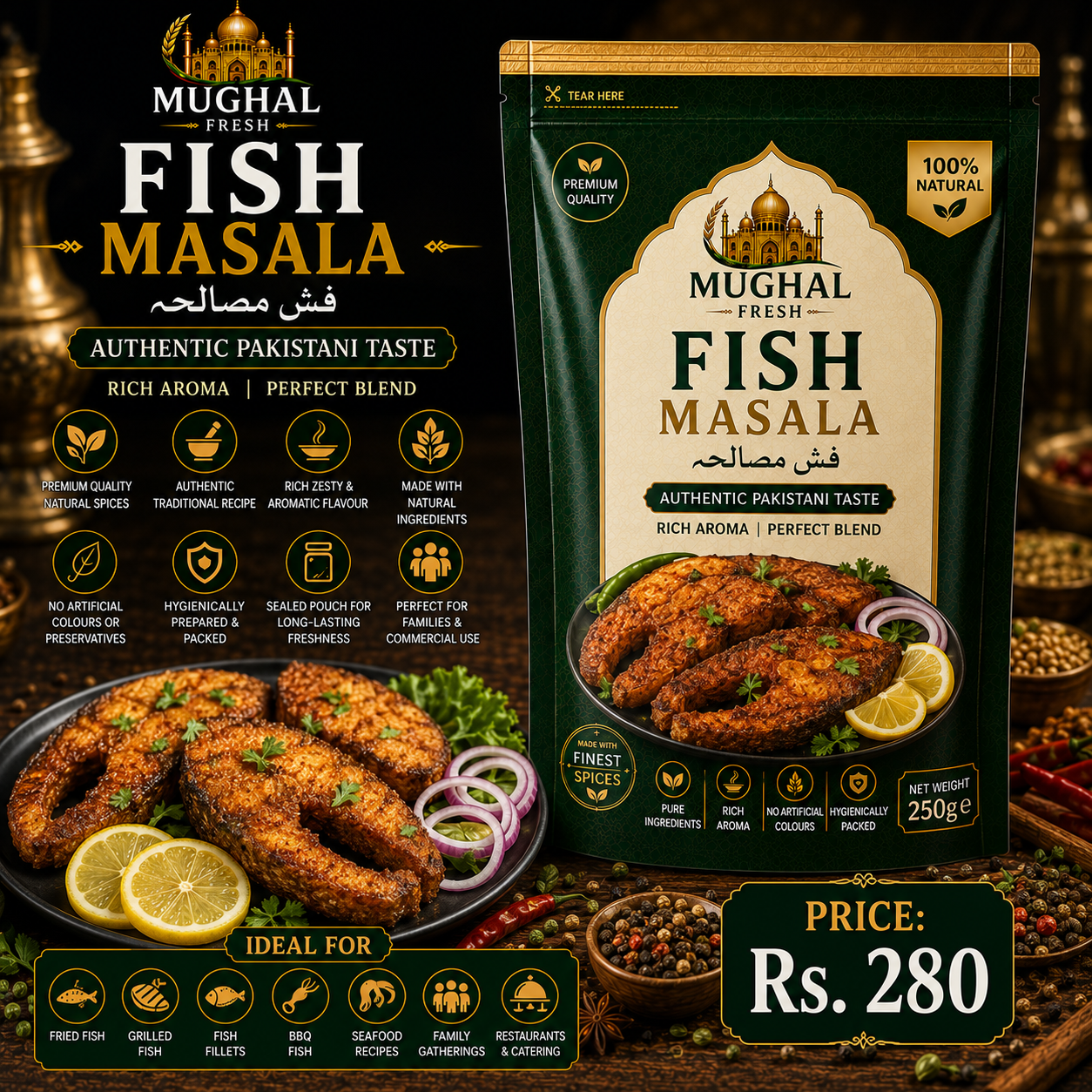 Fish Masala – 250g Pouch | Traditional Pakistani Fish Spice Mix