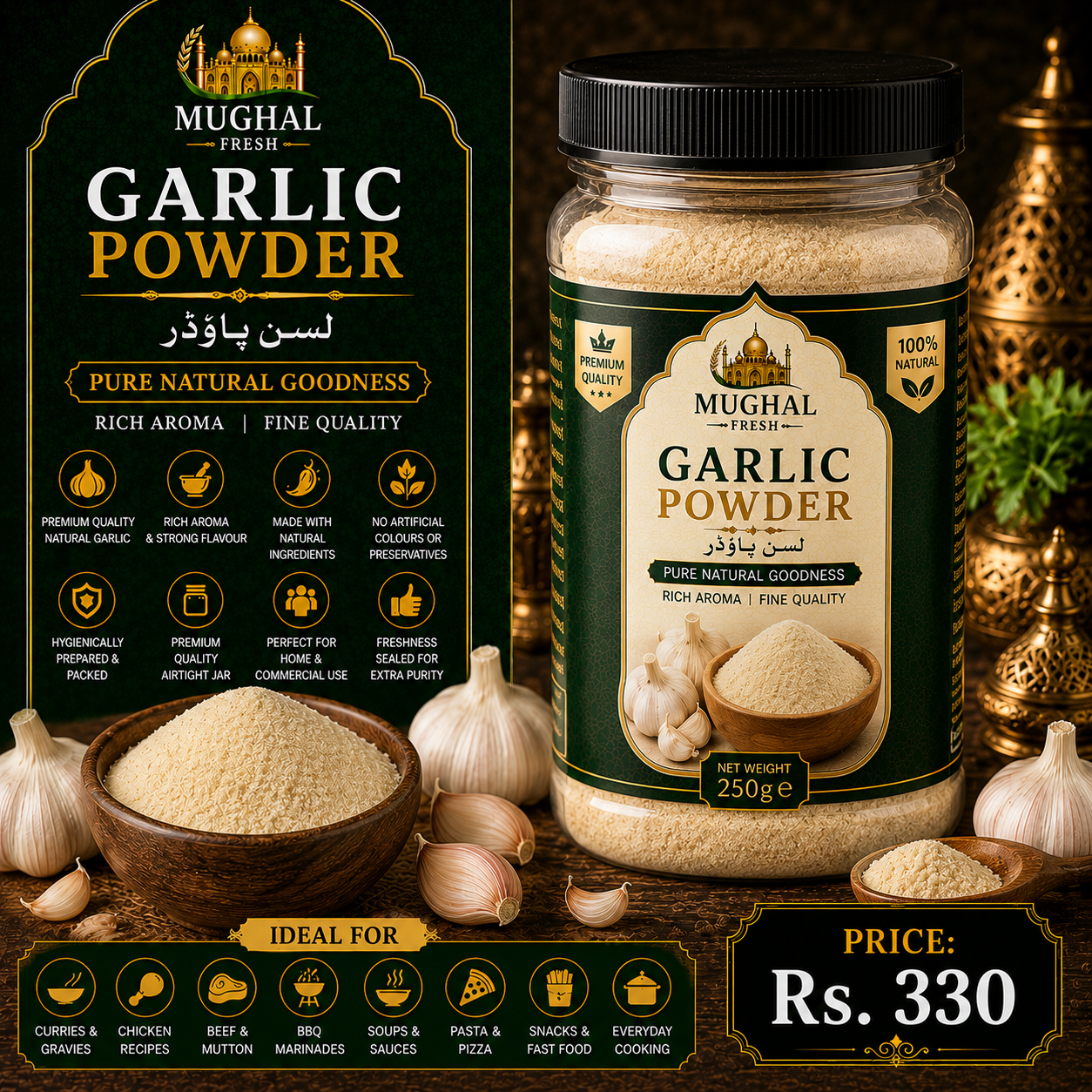 Garlic Powder – 250g Jar | Premium Natural Garlic Seasoning Powder