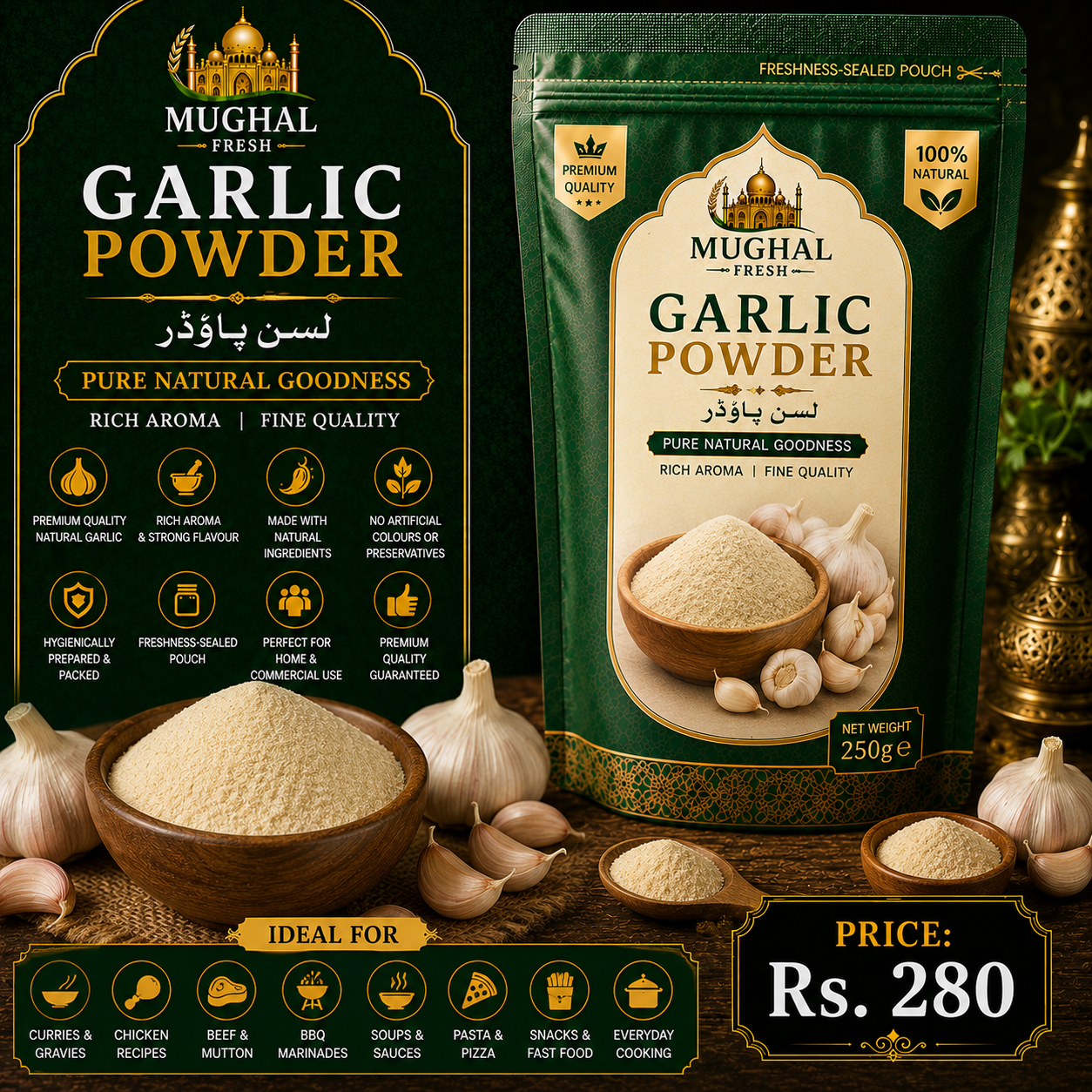 Garlic Powder – 250g Pouch | Premium Natural Garlic Seasoning Powder