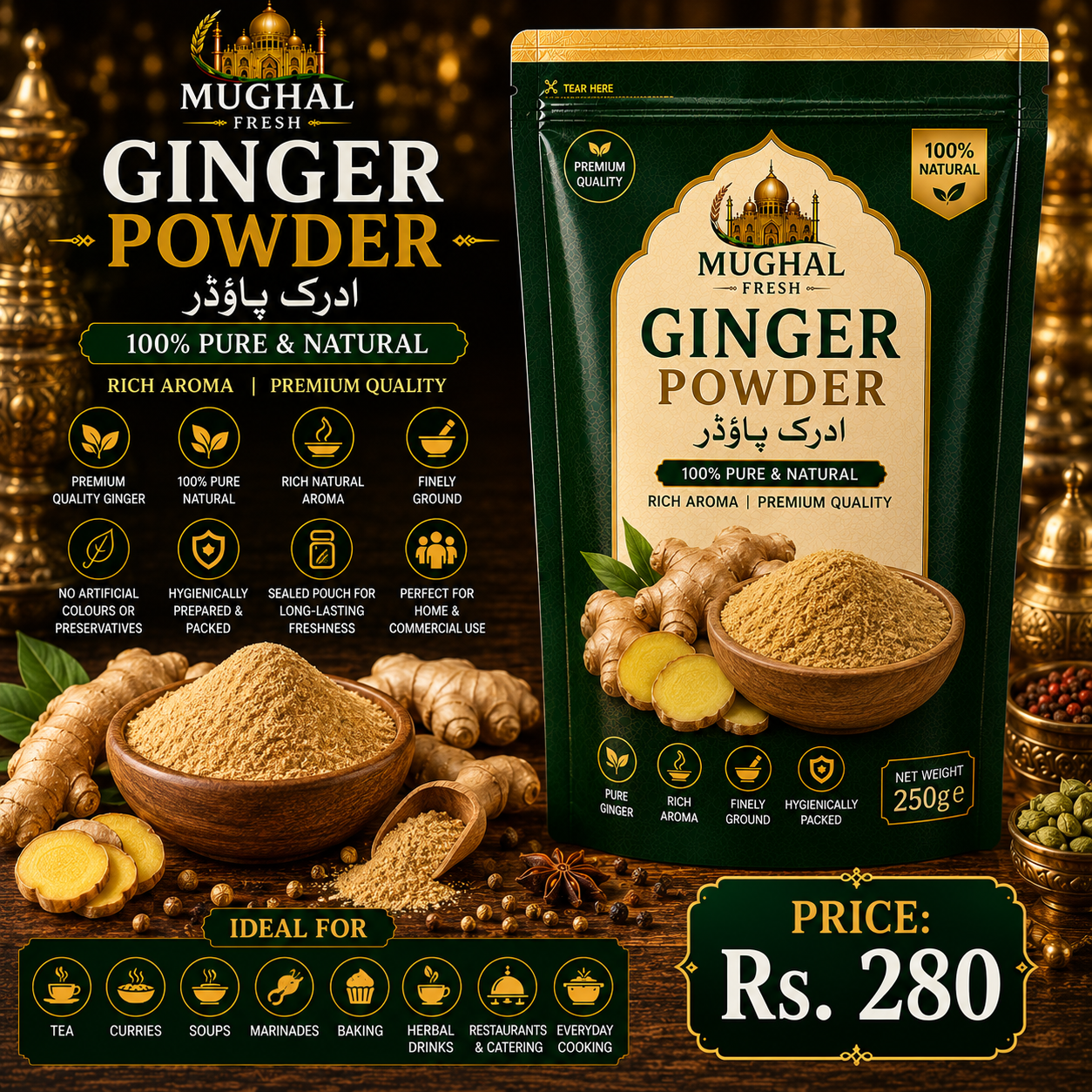 Ginger Powder – 250g Pouch | Premium Natural Ginger Powder