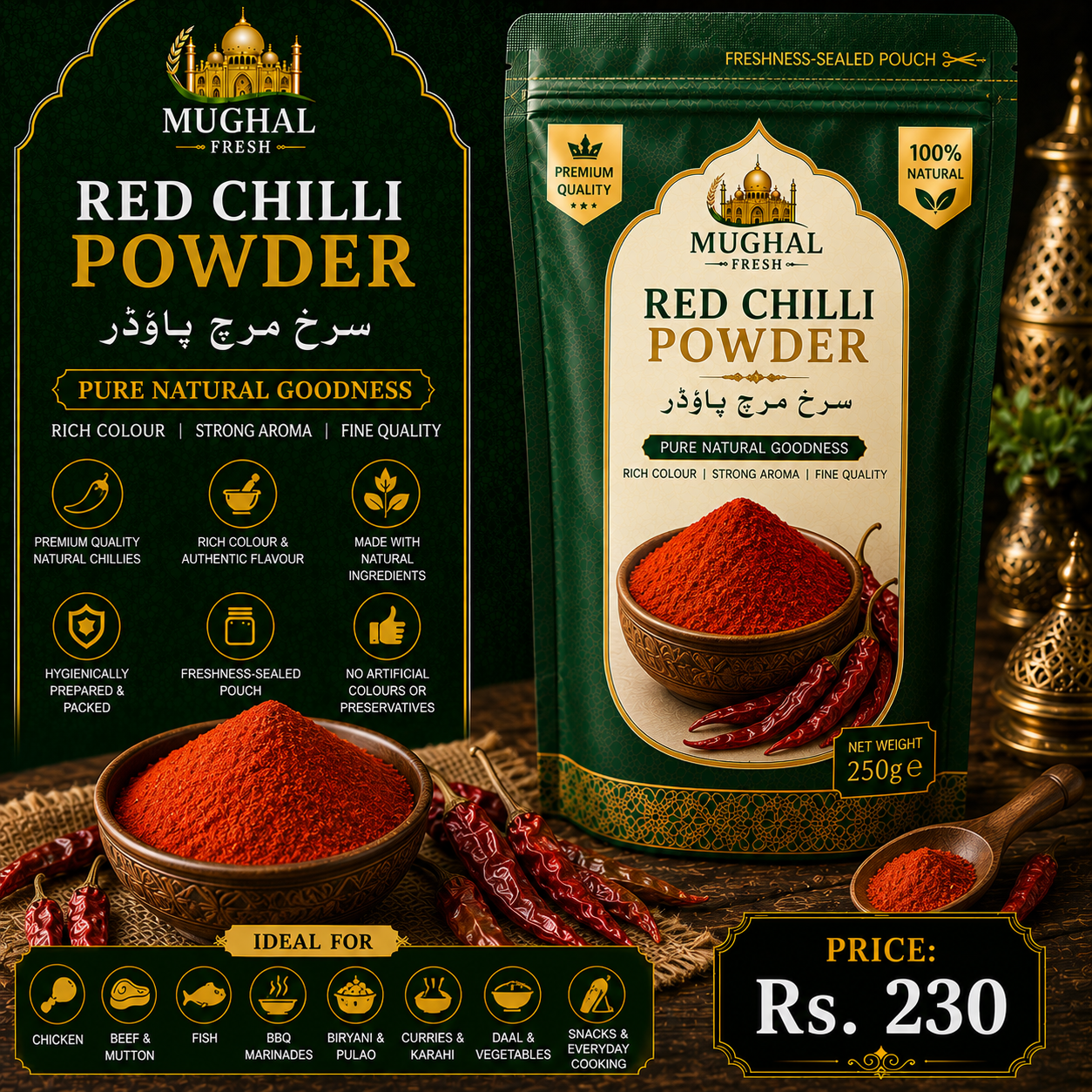 Red Chilli Powder – 250g Pouch | Premium Natural Red Chilli Powder