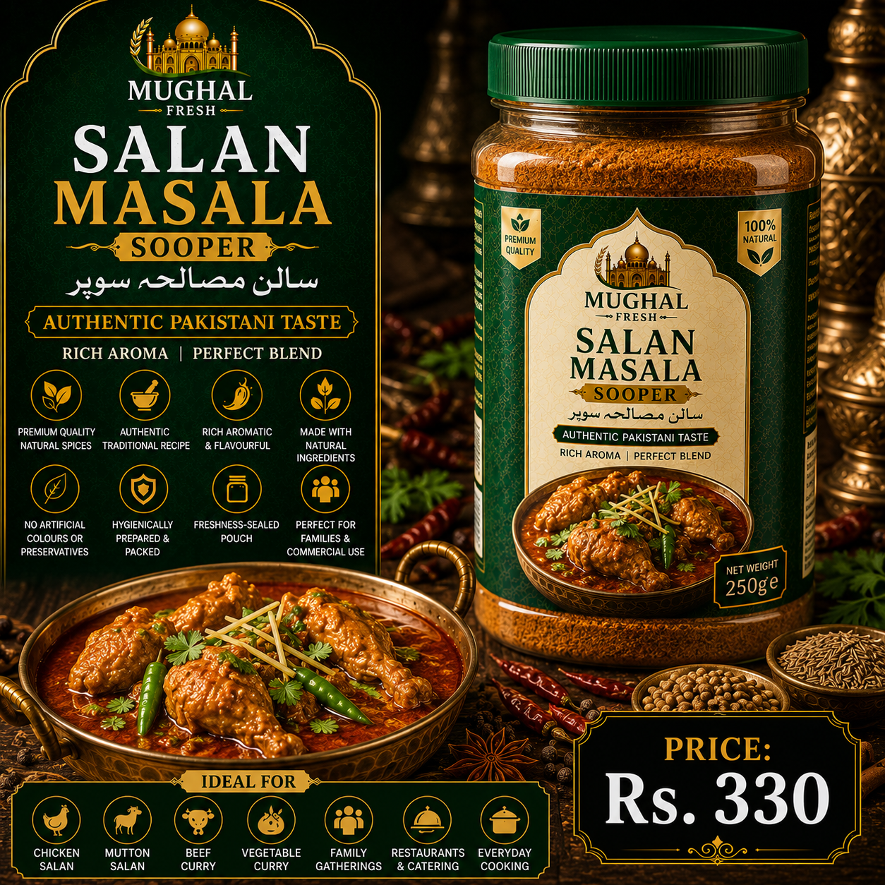 Salan Masala Sooper – 250g Jar | Premium Pakistani Curry Spice Blend