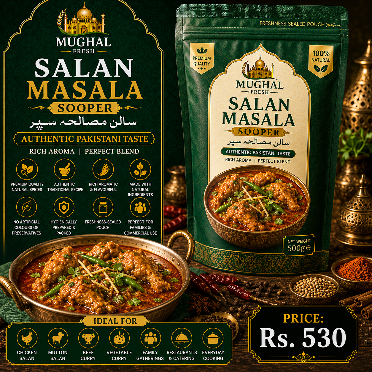 Salan Masala Sooper – 500g Pouch | Premium Pakistani Curry Spice Mix