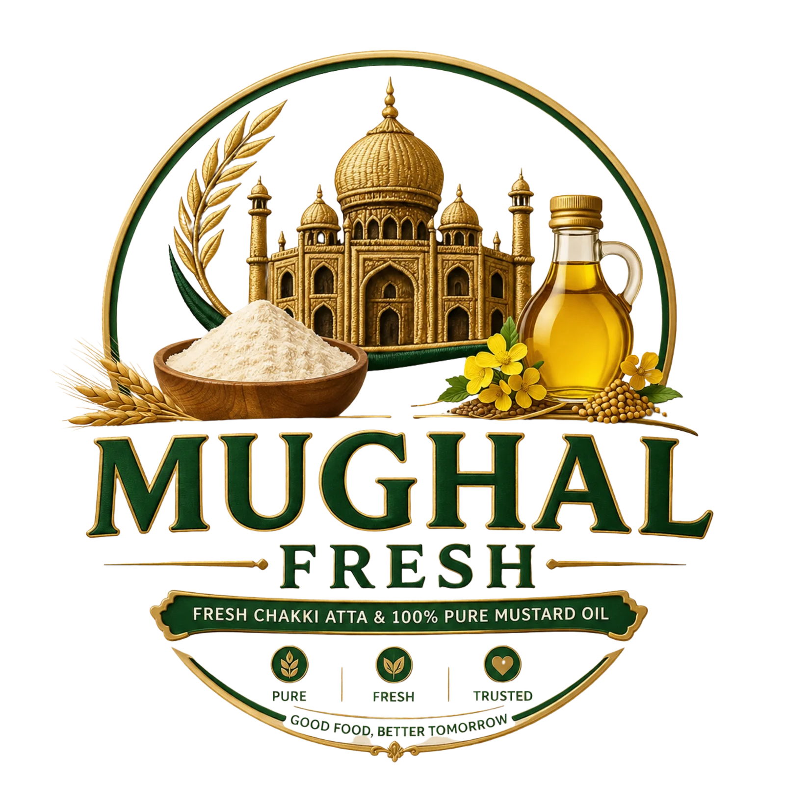 Mughal Fresh Store Logo - Premium Chakki Atta & Pure Mustard Oil from Pakistan